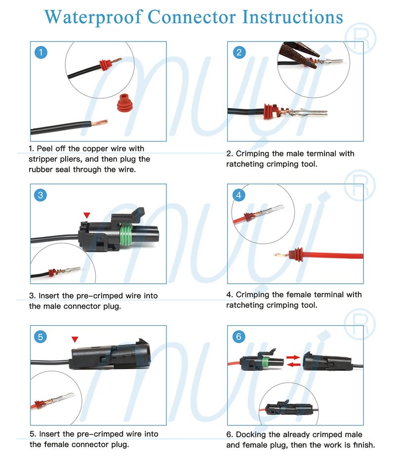MUYI 10 Kit 3 Pin Weather Pack Connector for 20-14 AWG Wire Harness 2.5mm Series Automotive Electrical Plugs - Image 5